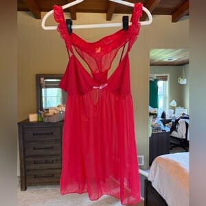 Vintage Victoria's Secret Angels Collection Red Sheer Chemise